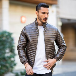 کاپشن چرم alex قهوه ای